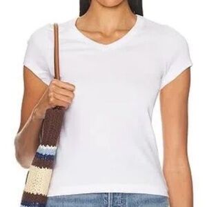 Flore Flore NWT White V-Neck Short Sleeve Tee - Jill